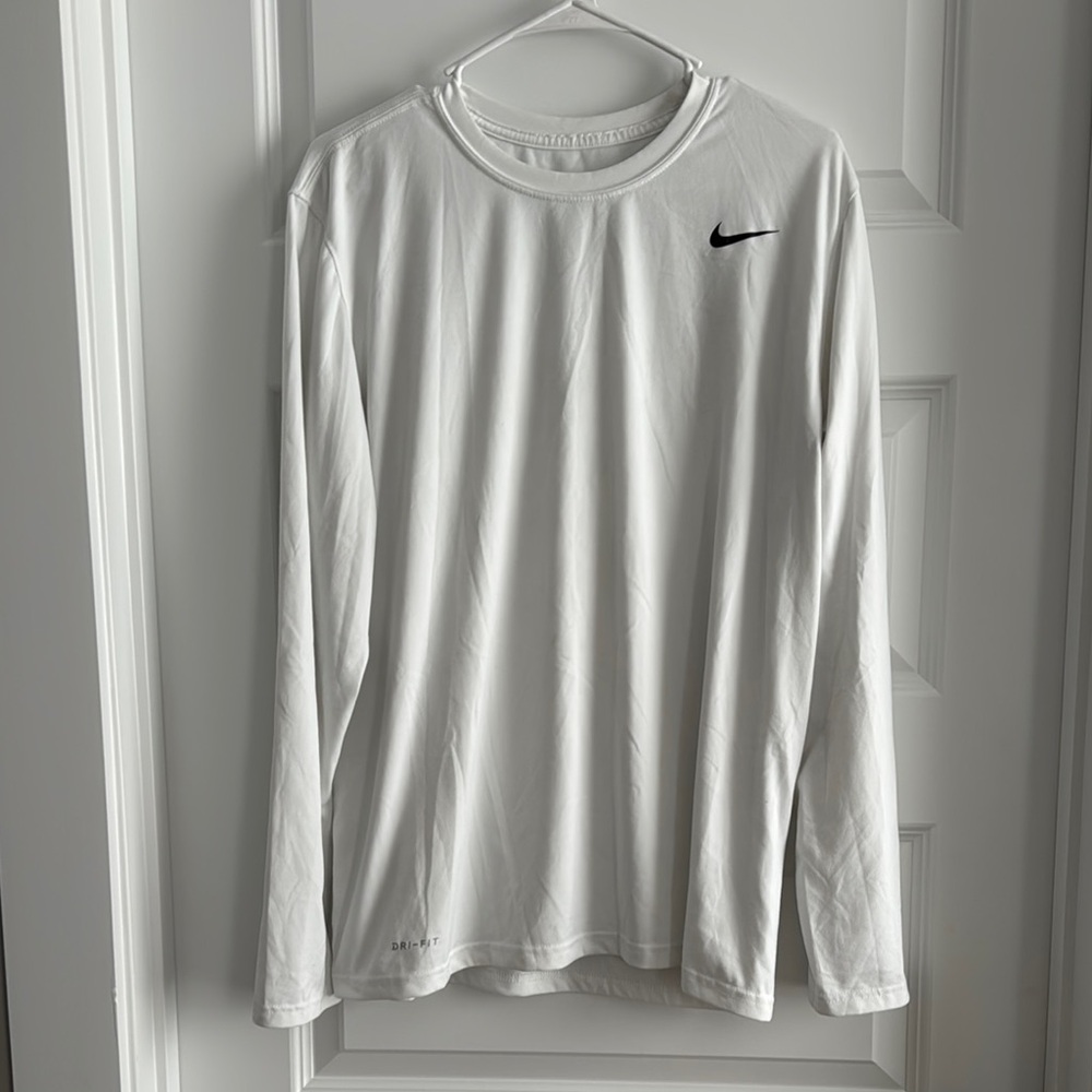 Nike White Long Sleeve Dri-Fit Tee
